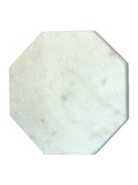 White Marble Coasters Set Of 4 Octagonal Design With Cork Base By Zeal Living